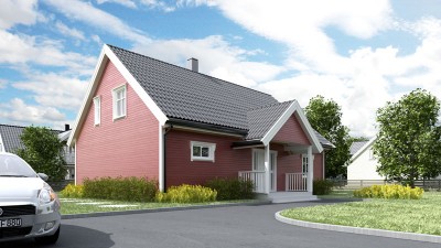 the same red house in a different angle..